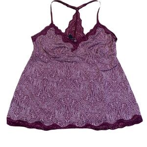 💜 Laura Ashley Purple Paisley Lace Trim Camisole - Size M
